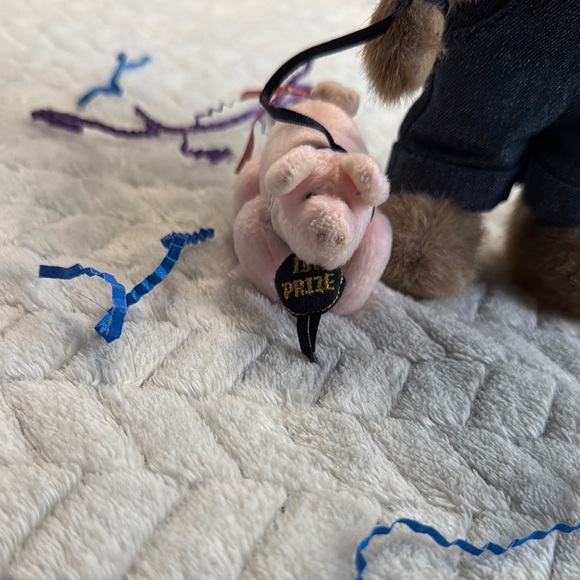 The Boyds Collection Plush Bear with Denim Overalls and Red Scarf - Picture 2 of 10